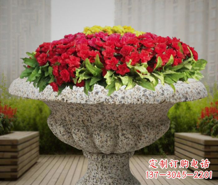 南阳中领雕塑精美花岗岩花盆小区石雕