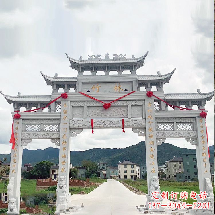 南阳花岗岩三门石牌坊雕塑