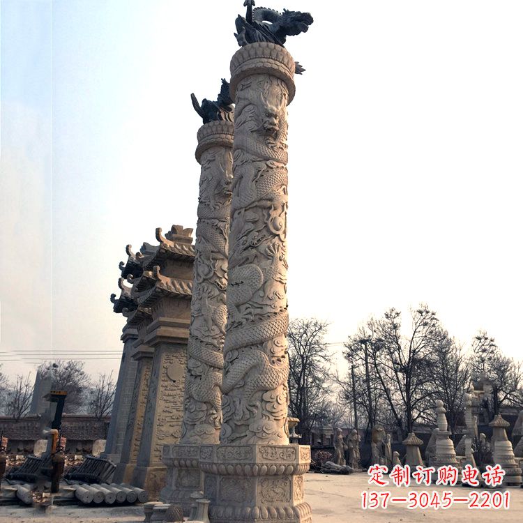 南阳精致精美的华表柱石雕