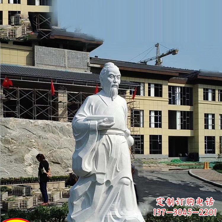 南阳高雅精美的华佗白玉石雕像