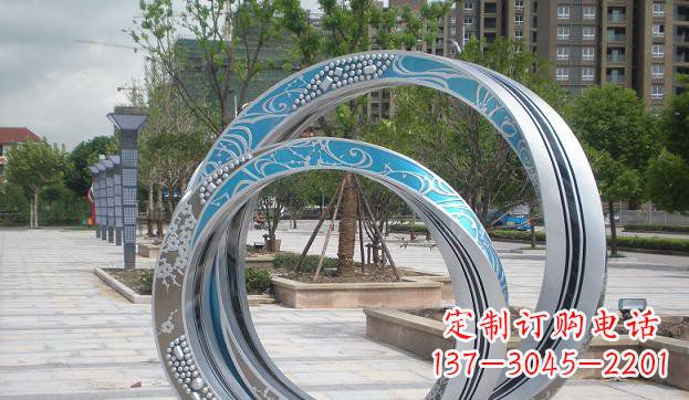 南阳铸造精良的不锈钢圆环雕塑
