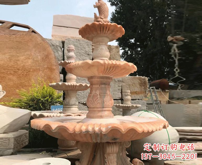 南阳黄锈石喷泉雕塑