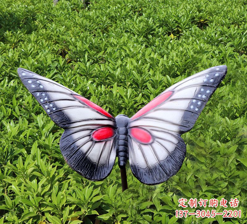 南阳灰黑色仿真蝴蝶玻璃钢铸造雕塑