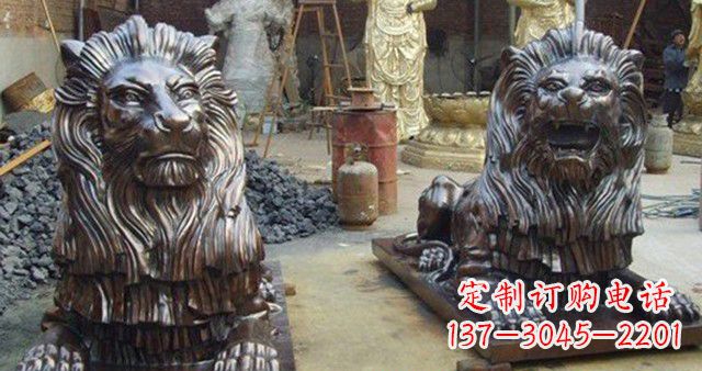 南阳汇丰铜狮子雕塑,令人叹为观止