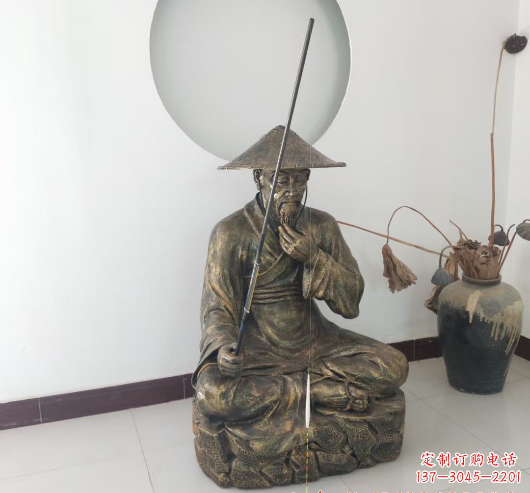 南阳姜太公钓鱼人物铜雕