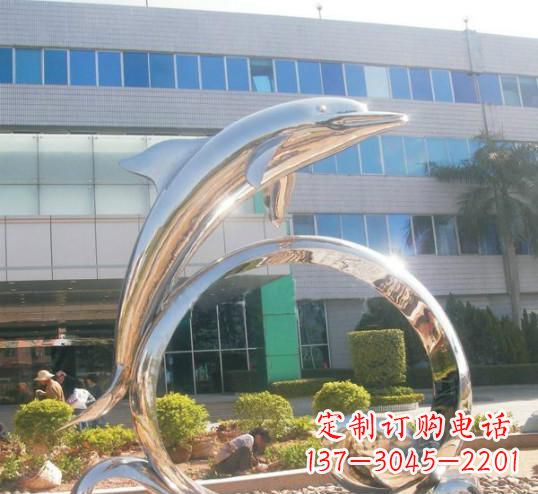 南阳精致的不锈钢海豚雕塑