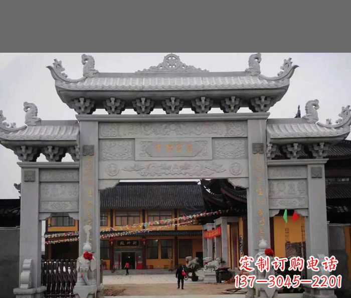南阳专业街边道路三门石牌坊雕塑制作