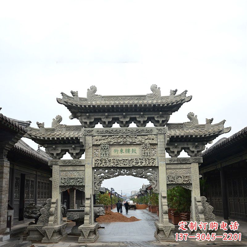 南阳街道三门石雕牌楼