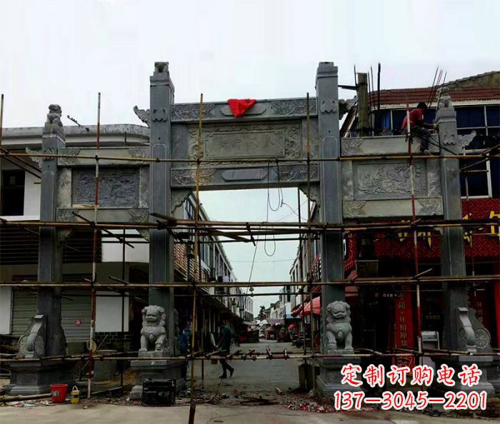 南阳街道三门石雕牌楼 (2)