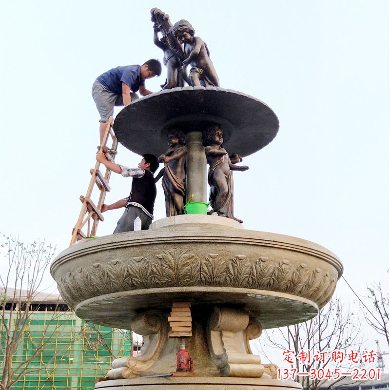 南阳精美金蝉石喷泉雕塑