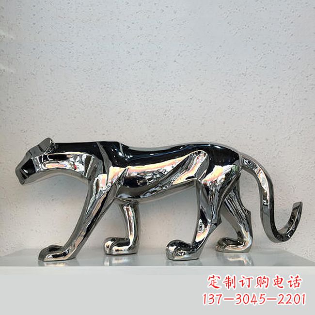 南阳杰出的不锈钢金钱豹雕塑