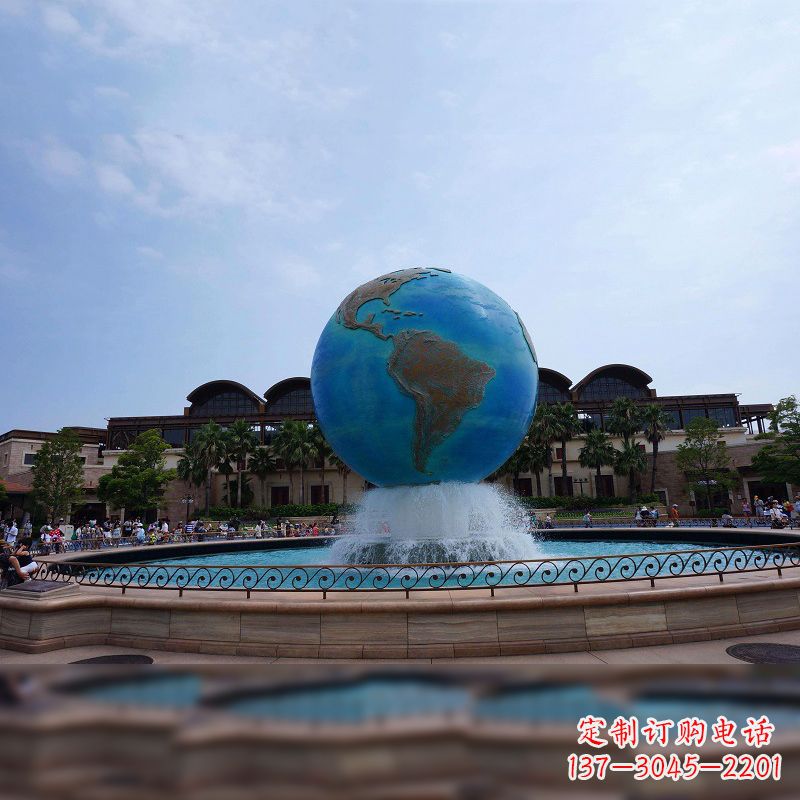 南阳视觉奇景,不锈钢水景喷泉地球仪雕塑