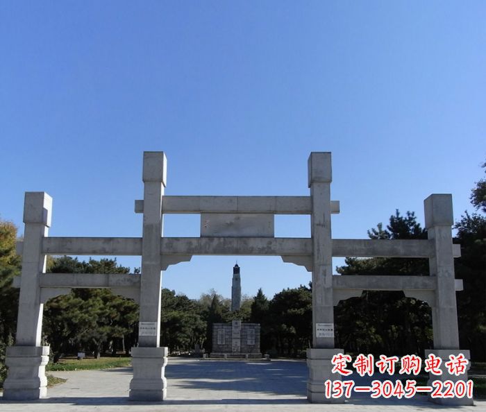 南阳景区三门牌坊石雕_2