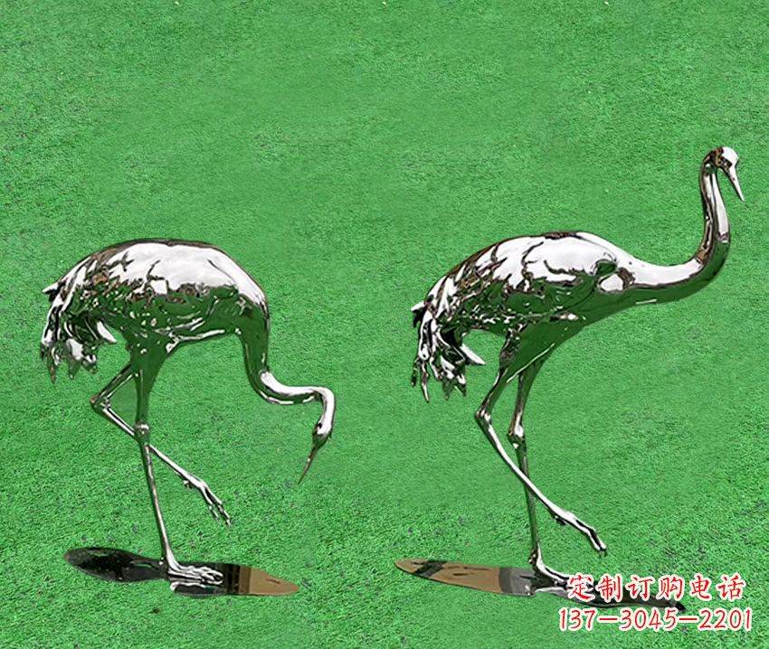 南阳精美镜面不锈钢动物鹤雕塑