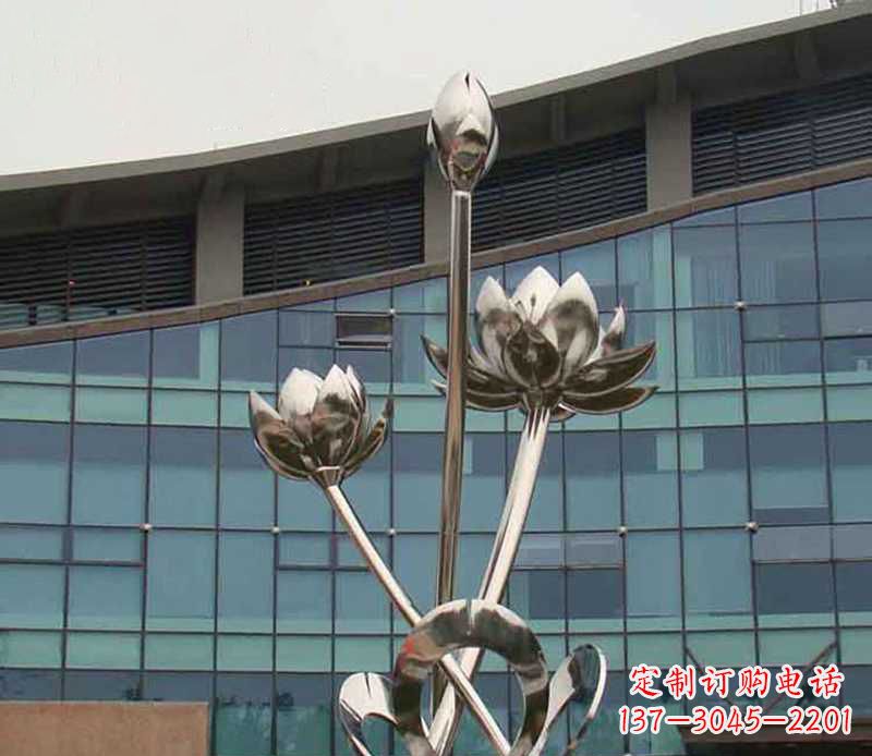 南阳优质镜面不锈钢荷花塑像