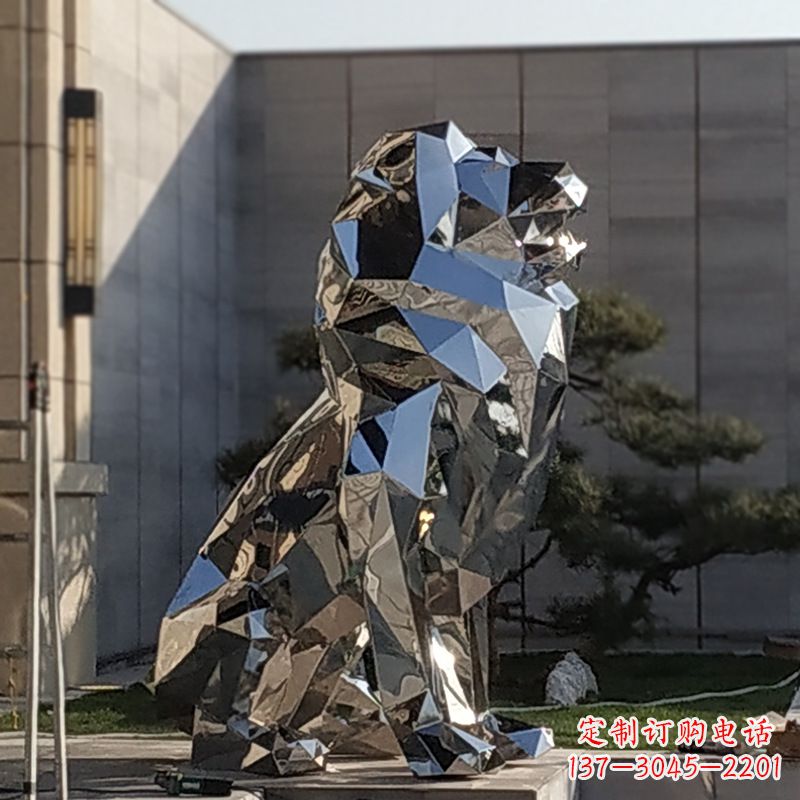 南阳现代狮子雕塑,金属时尚与艺术完美结合