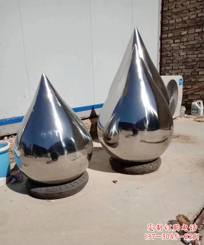 南阳镜面不锈钢造型水滴雕塑