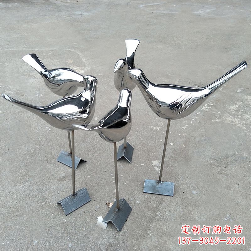 南阳全新设计,优雅帅气的不锈钢鸽子草坪雕塑