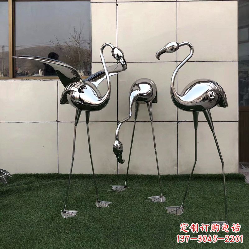 南阳魅力传递,不锈钢仙鹤雕塑