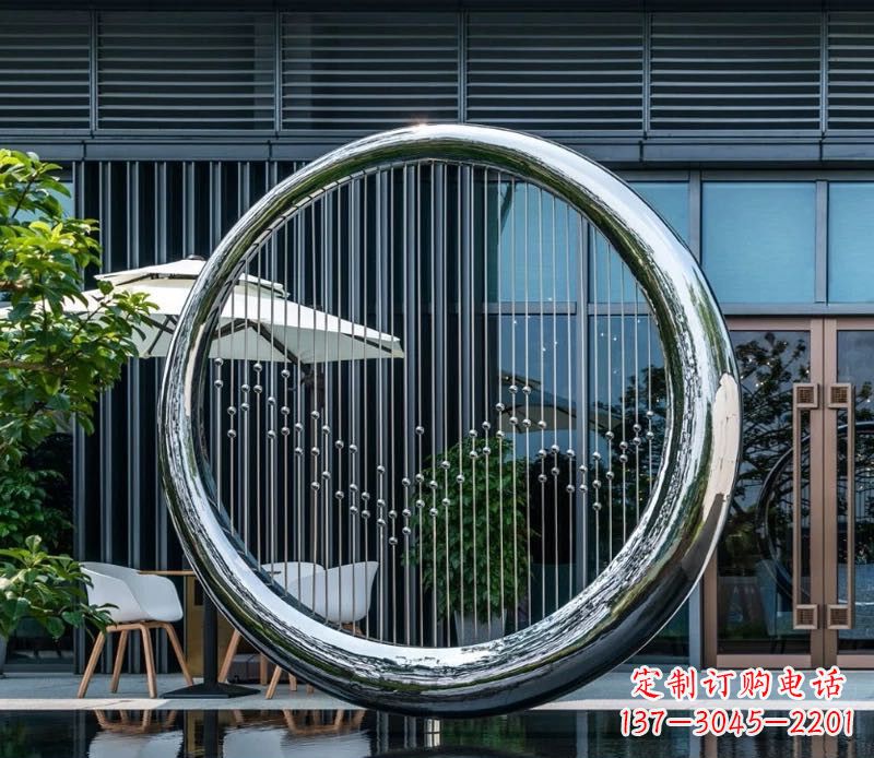 南阳精美的镜面不锈钢圆环雕塑