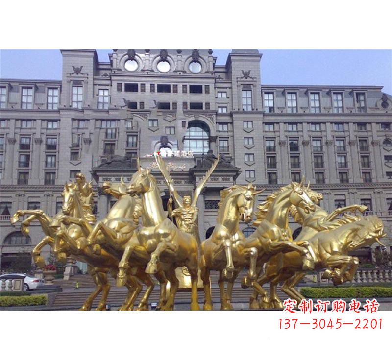 南阳酒店门口阿波罗战车景观铜雕