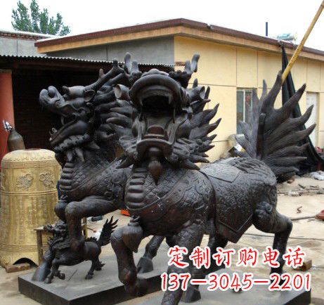 南阳精致、象征意义高的聚财铜麒麟雕塑