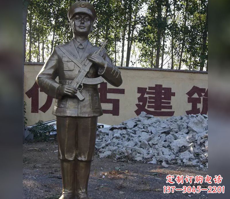南阳精美纪念,战士铜雕——中领雕塑