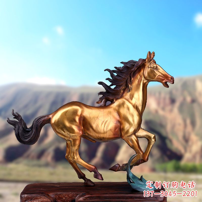 南阳烤漆铜动物雕塑,精美马雕