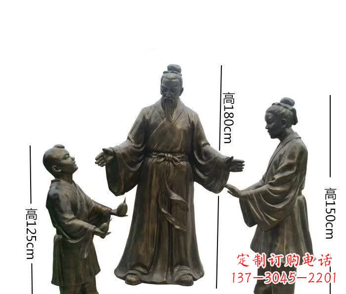 南阳经典传承,孔融让梨人物铜雕