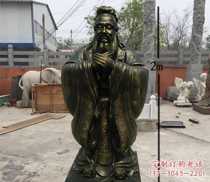 南阳荣誉传承,孔子铜雕精美艺术品