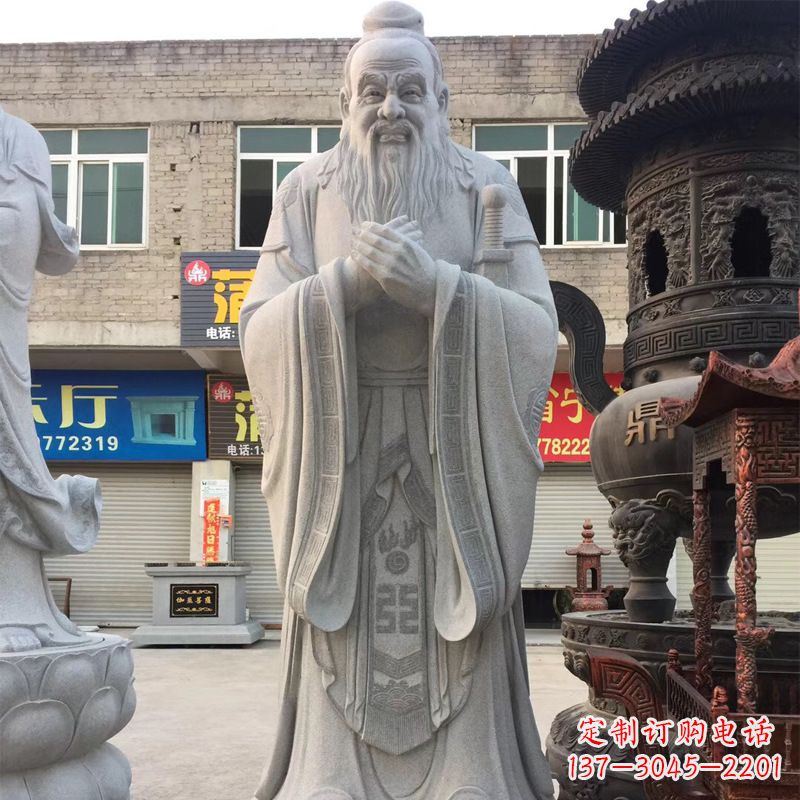 南阳传承古典,精美绝伦的孔子石雕头像