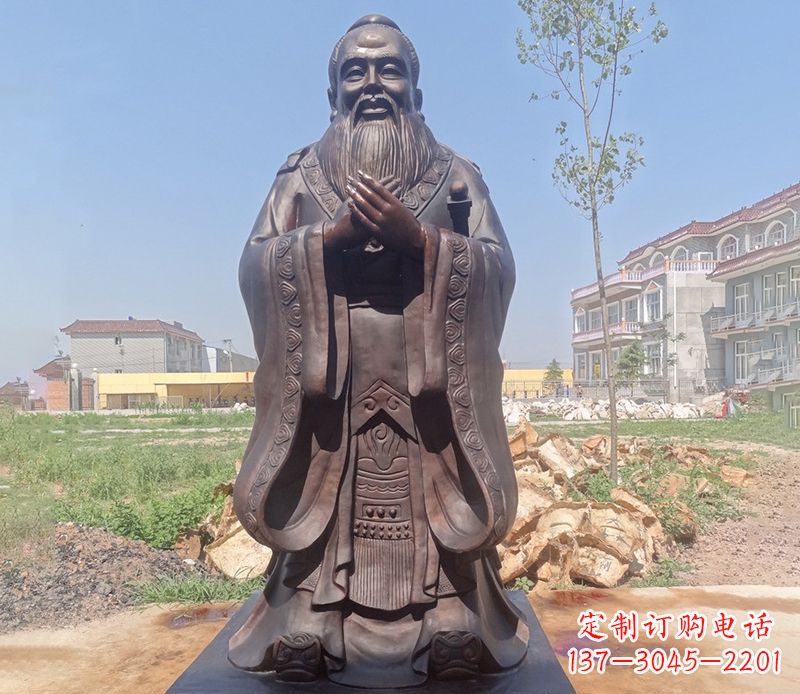 南阳孔子铜雕 (2)