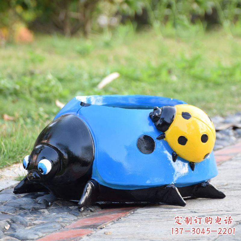 南阳蓝色玻璃钢七星瓢虫花盆