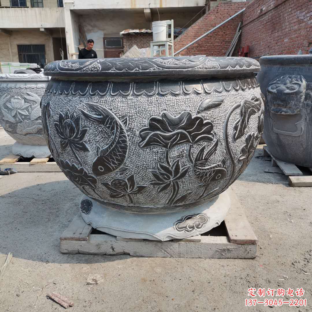 南阳老青石园林石雕水缸