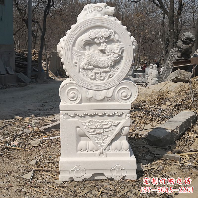 南阳老石雕狮门墩狮子