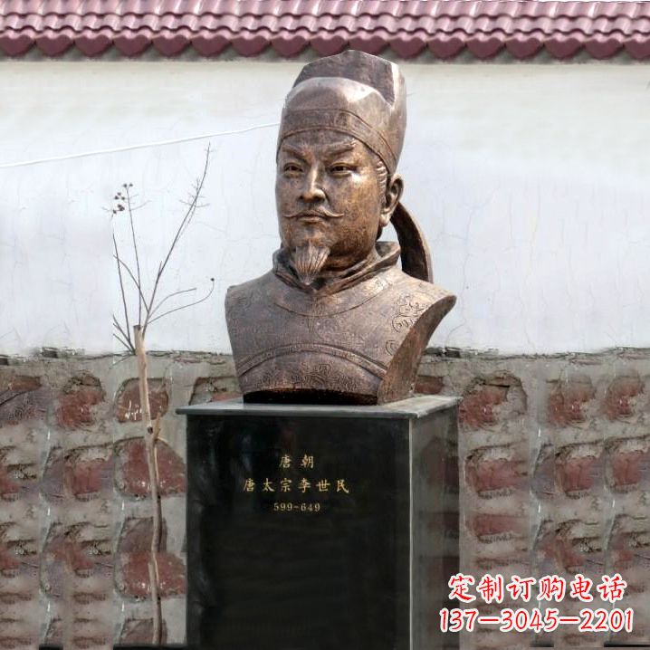 南阳精美铸铜李世民头像雕塑