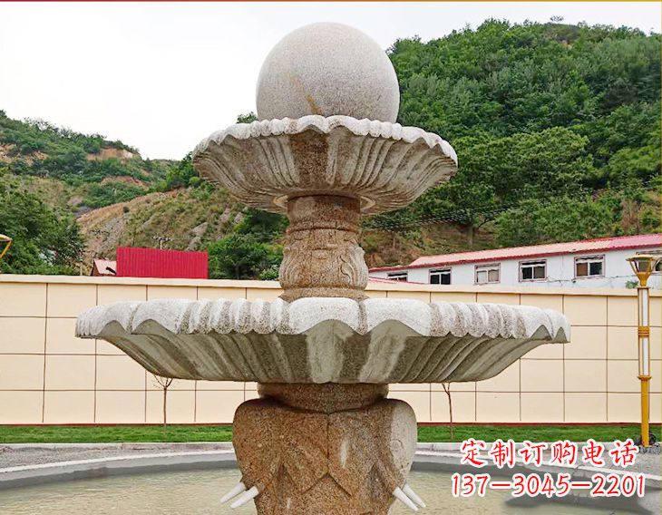 南阳精致莲花石雕喷泉,添点艺术气息