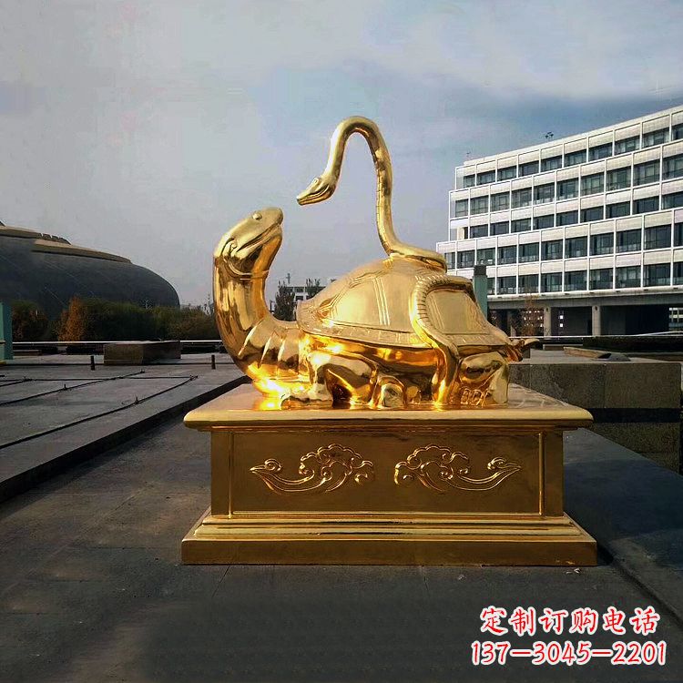 南阳鎏金上古神兽玄武动物铜雕塑