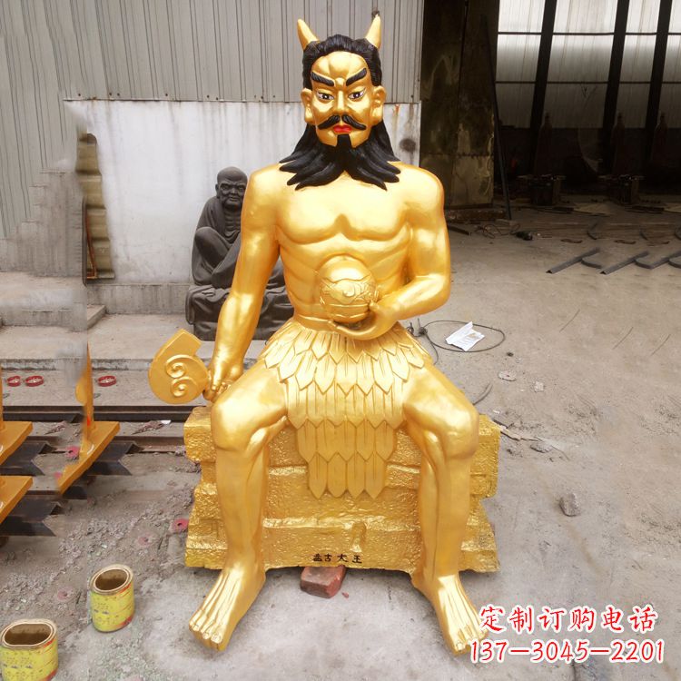 南阳神话雕塑——鎏金神农氏炎帝神像
