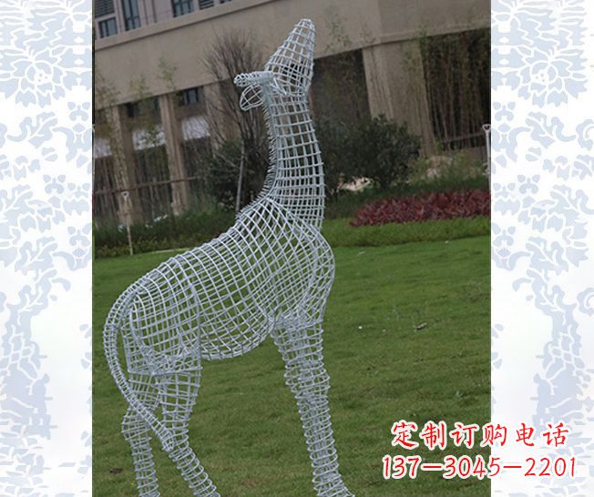 南阳外观精美的不锈钢长颈鹿雕塑