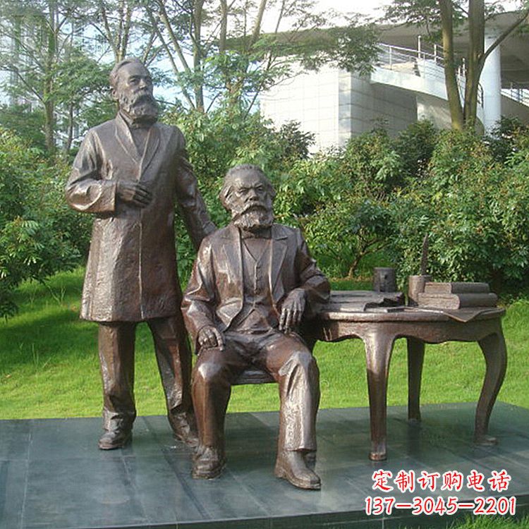 南阳恩格斯铜雕塑,现代城市情景细节体现