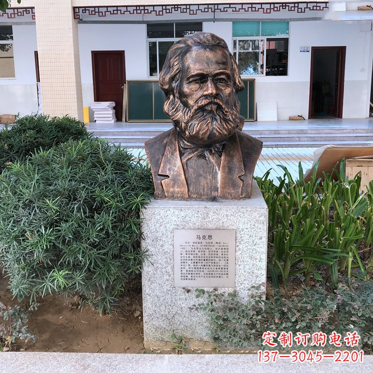 南阳马克思铸铜头像雕塑,记录校园历史精彩