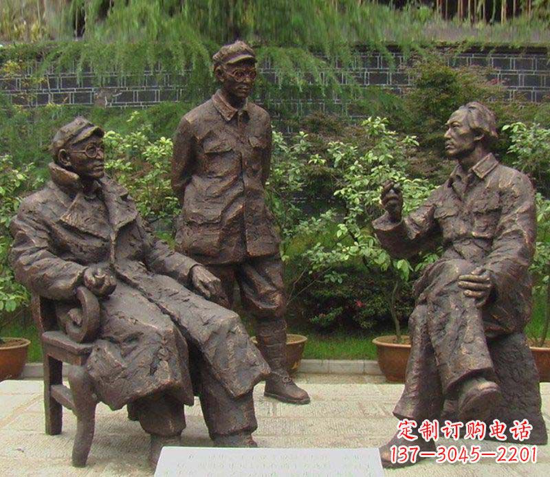 南阳精美手工雕刻的刘伯承—毛泽东雕像