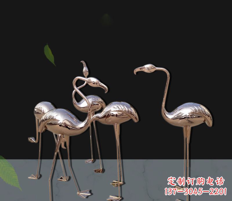 南阳玫瑰金不锈钢火烈鸟雕塑,艺术品的魅力