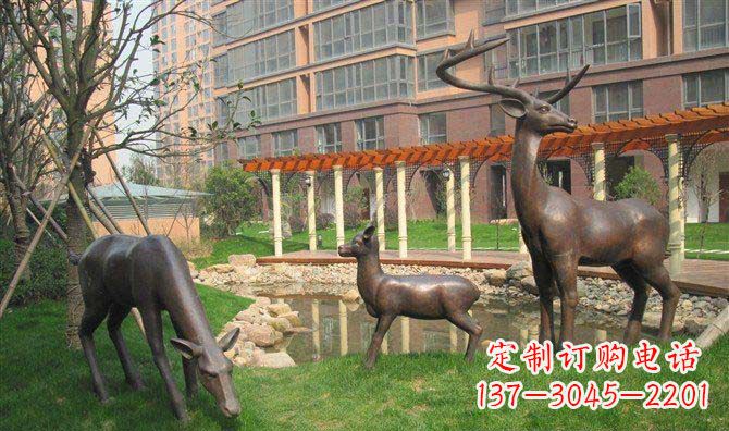 南阳梅花鹿小区景观动物铜雕