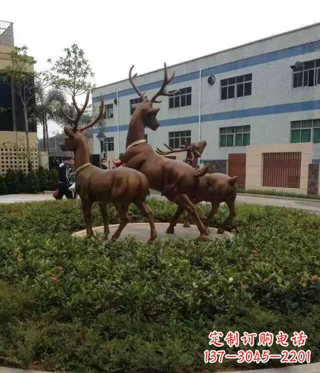 南阳梅花鹿小区企业动物铜雕