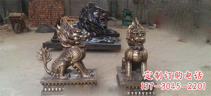 南阳独特精美的麒麟铜雕塑