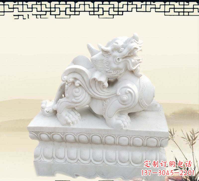南阳精美貔貅石雕雕塑,烘托家门口的神秘感