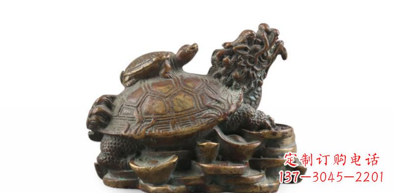 南阳雕塑非凡,铜雕龙龟母子精美