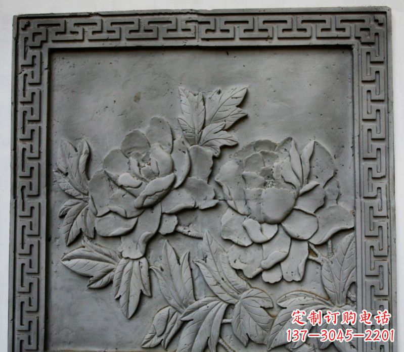 南阳牡丹青石浮雕雕塑-精美的永久装饰